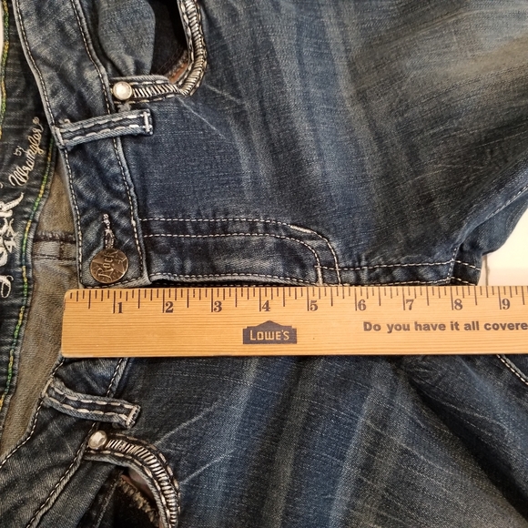 Wrangler Rock 47 Jeans Women's Size 7 30x32 Distressed Blue Denim Silver Beaded - Picture 6 of 10
